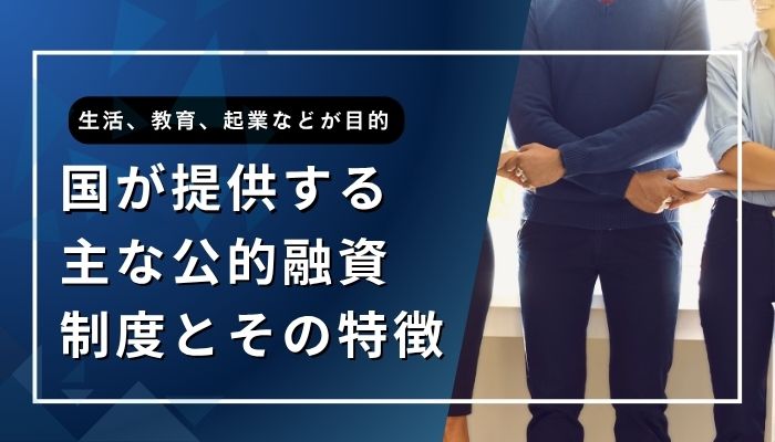 国が提供する主な公的融資制度とその特徴