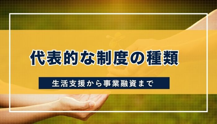 代表的な制度の種類｜生活支援から事業融資まで